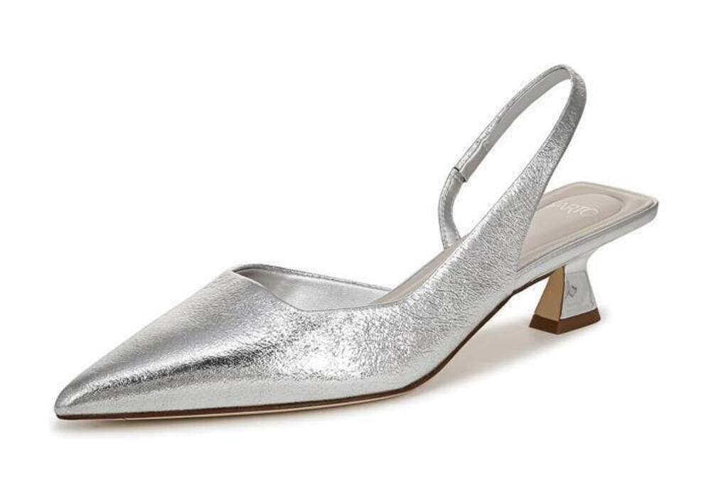 NWT Franco Sarto - Silver Devin Slingback Kitten Heel - 8.5
